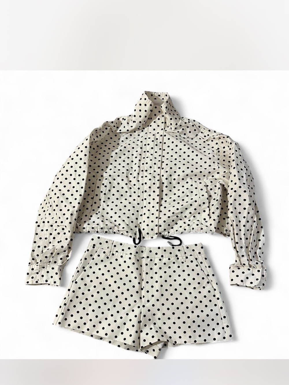 Zara Polka Dot Two-Piece Set — Cream with Black Dots